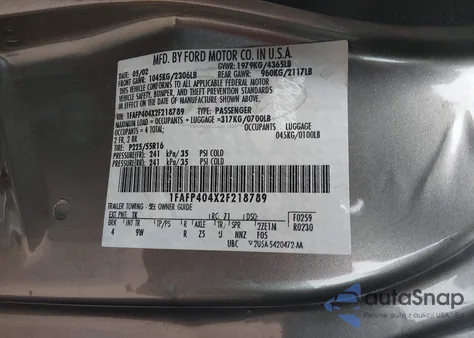 2002 Ford Mustang from USA, damaged, VIN 1FAFP404X2F218789